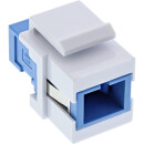 InLine® Fiber optical Keystone Snap-in adaptor white, simplex SC/SC, SM, blue, ceramic sleeve