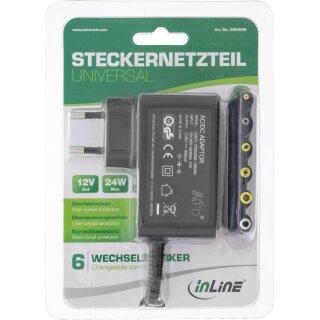 InLine® Universal Steckernetzteil, 12V / 24W mit 6 Wechselsteckern
