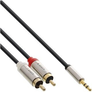 InLine® Basic Slim Audio Kabel Klinke 3,5mm ST an 2x Cinch ST, 1m