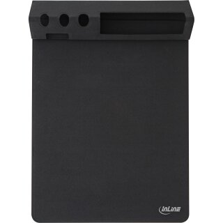 InLine® Multifunktions-Mauspad mit Smartphone- und Stiftehalter, schwarz, faltbar