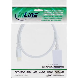 InLine® Mini DisplayPort zu HDMI Konverter Kabel mit Audio, 4K/60Hz, weiß, 0,5m