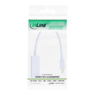 InLine® Mini DisplayPort HDMI Adapterkabel mit Audio, Mini DisplayPort Stecker auf HDMI Buchse, 4K/60Hz, weiß, 0,15m
