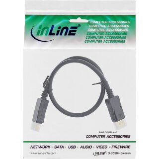 InLine DisplayPort 1.4 cable, 8K4K, black, gold, 0.5m