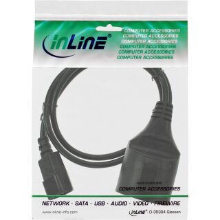 InLine Netz Adapter Kabel, Kaltgerte C14 auf Schutzkontakt Buchse, fr USV, 3m