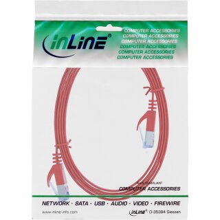 InLine® Patchkabel flach, U/FTP, Cat.6A, rot, 3m