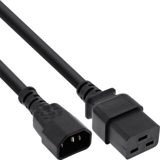 InLine Power adapter cable, IEC-60320 C14 to C19, 3x1,5mm, max. 10A, black, 0,5m