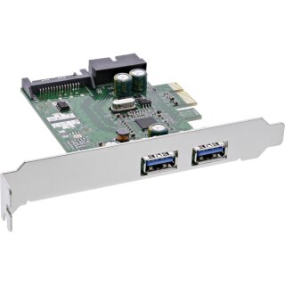 InLine 2+2ports USB 3.0 host controller, PCIe, with SATA power and LP bracket