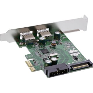 InLine 2+2ports USB 3.0 host controller, PCIe, with SATA power and LP bracket