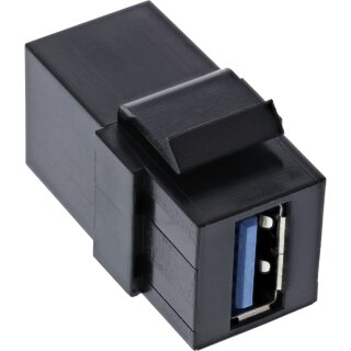 InLine® USB 3.0 Keystone Snap-In Einsatz, USB-A Buchse / Buchse, gewinkelt schwarz