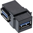 InLine® USB 3.2 Snap-In module, USB-A F/F, 90° angled, black housing