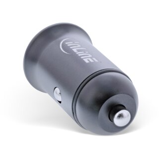 InLine® USB KFZ Stromadapter Power Delivery, 12/24V, USB-A + USB-C, grau
