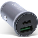 InLine® USB car charger power-adapter power delivery, USB-A + USB Type-C, grey