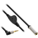 InLine® Slim Audio Kabel Klinke 3,5mm ST gewinkelt / BU, mit Lautstärkeregler, 0,25m