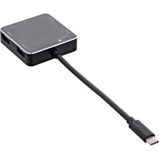 InLine USB 3.1 Hub, USB-C zu 4 Port USB- A mit PD bis 60W, Aluminiumgehuse, schwarz, ohne Netzteil