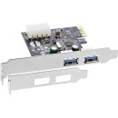 InLine® USB 3.0 2 Port Host Controller PCIe with Full Size + Low Profile Bracket