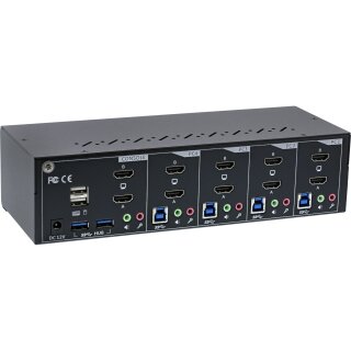 InLine® KVM Desktop Switch, 4-fach, Dual Monitor, HDMI 2.0, 4K, USB 3.0, Audio