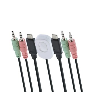 InLine® KVM Switch, 2-fach, USB-C zu DisplayPort 1.2, 4K, mit Audio, integr. Kabel