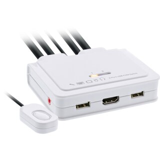 InLine® KVM Switch, 2-fach, USB-C + HDMI zu HDMI, 4K, mit Audio, integr. Kabel