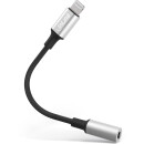 InLine® Lightning Audio Adapter Cable, for iPad, iPhone, iPod, silver/black, 0.1m MFi-Certified