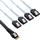 InLine® Slim SAS Kabel, SFF-8654 zu 4x SATA 7-pin,...