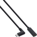InLine® USB 3.2 Kabel, USB-C Verlängerung, Stecker gewinkelt auf Buchse, schwarz, 0,5m