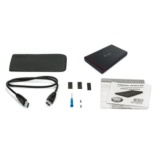 FANTEC 225U3-6G, externes 2.5"-SATA-Gehäuse, USB 3.2, Aluminium, schwarz
