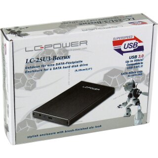 LC-Power LC-25U3-Becrux, externes 2,5-SATA-Gehäuse, USB 3.0, schwarz