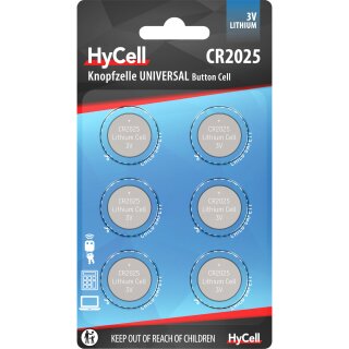 ANSMANN 1516-0027 Knopfzelle CR2025 HyCell 3V Lithium, 6er-Pack