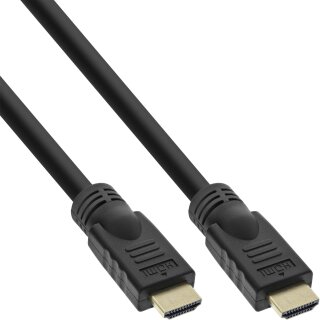 InLine® HiD HDMI Kabel, HDMI-High Speed mit Ethernet, Premium, 4K2K, Stecker / Stecker, schwarz / gold, 12,5m