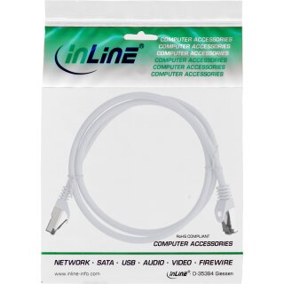 InLine® Patchkabel, S/FTP (PiMf), Cat.8.1, 2000MHz, halogenfrei, Kupfer, weiß, 1m
