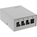 InLine® Desktop Consolidation Point Box 4x Keystone RJ45, metal, light grey RAL7035