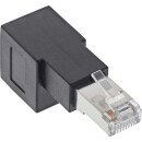 InLine® patch cord adapter Cat.6A, RJ45 plug / socket, angled 90° downwards