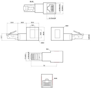 InLine® Patchkabel-Adapter Cat.6A, RJ45 Stecker / Buchse, 90° nach oben gewinkelt
