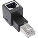 InLine® patch cord adapter Cat.6A, RJ45 plug / socket, angled 90° upwards