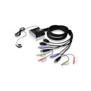 KVM Switch, 2-fold, ATEN CS692, HDMI, USB, Audio, integreated cables, Remote