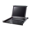 KVM ATEN CL1000M, Slideaway 17" LCD console, with LED lighted keyboard (DE), for 19" network cabinet  (PS/2-USB, VGA)