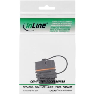 InLine® Patchkabelkupplung Cat.6A, wasserdicht IP68, Kupplung für industrielle Anwendungen, mit Staubkappe
