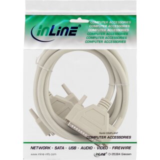 InLine Serielles Kabel, 37pol Stecker / Stecker, vergossen, 1:1 belegt, 1m