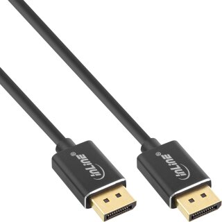 InLine DisplayPort 1.4 cable, slim, 8K4K, black, gold, 2m