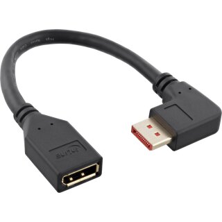 InLine® DisplayPort 1.4 Adapterkabel ST/BU, 8K4K, rechts gewinkelt, schwarz/gold, 0,15m