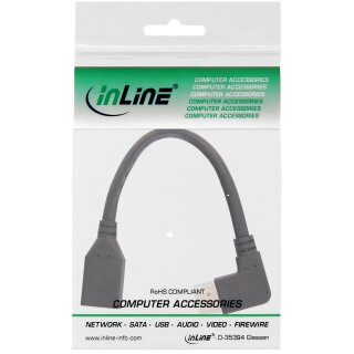 InLine® DisplayPort 1.4 Adapterkabel ST/BU, 8K4K, rechts gewinkelt, schwarz/gold, 0,15m