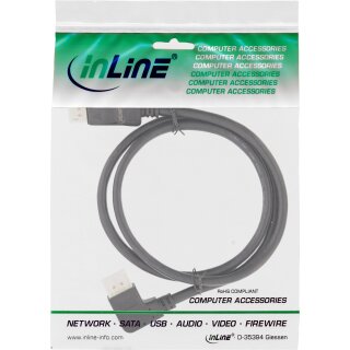 InLine® DisplayPort 1.4 Kabel, 8K4K, links gewinkelt, schwarz/gold, 2m