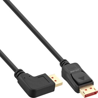 InLine® DisplayPort 1.4 cable, 8K4K, left angled, black/gold, 2m