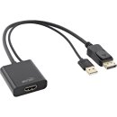 InLine® HDMI F to DisplayPort M Converter Cable, 4K, black/gold, 0.3m