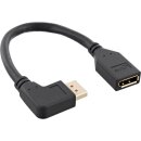 InLine® DisplayPort 1.4 adapter cable M/F, 8K4K, angled left, black/gold, 0.15m