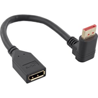 InLine® DisplayPort 1.4 Adapterkabel ST/BU, 8K4K, nach oben gewinkelt, schwarz/gold, 0,15m