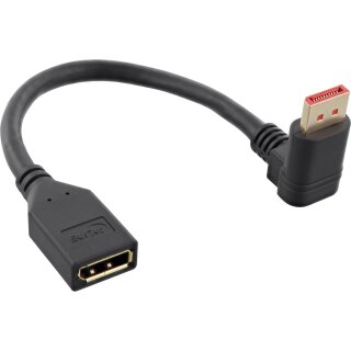 InLine® DisplayPort 1.4 Adapterkabel ST/BU, 8K4K, nach unten gewinkelt, schwarz/gold, 0,15m