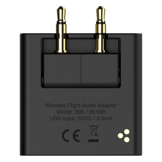 InLine® Flugzeug Bluetooth Audio Transmitter Sender, BT 5.0, aptX HD/LL, Flight Adapter mit Ladecase