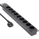 InLine® 19" Socket strip, 9-way protective contact, without switch, 2m, black