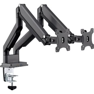 InLine Desktop mount with lifter and USB 3.0, movable, for two Displays up to 81cm (32) max. 9kg